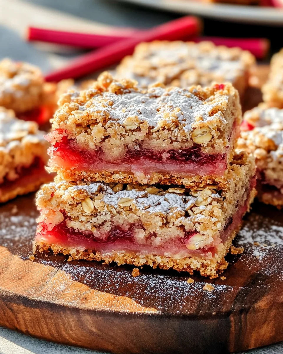 Amish Oatmeal Rhubarb Bars (with crumb topping)