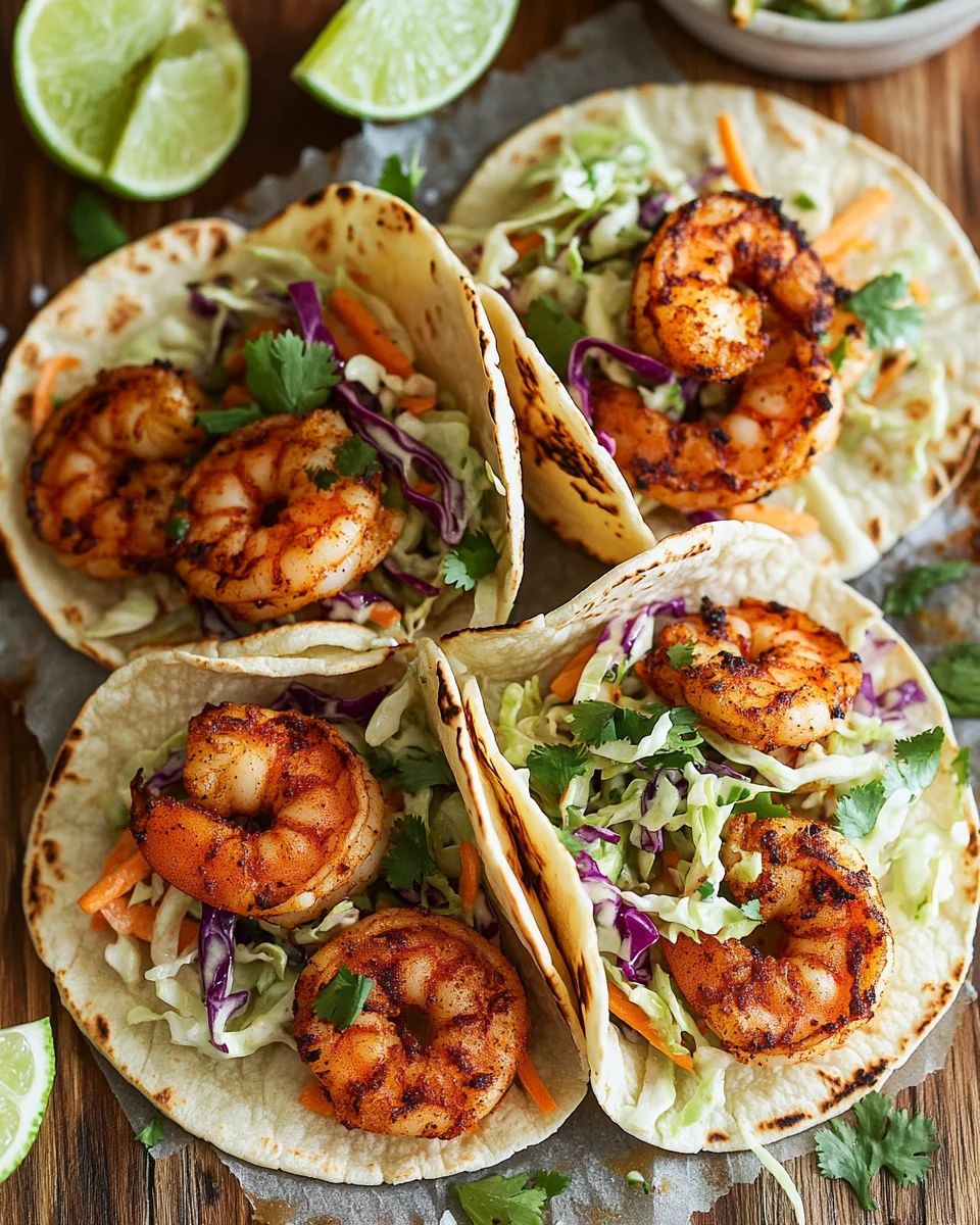 Blackened Shrimp Tacos with Slaw