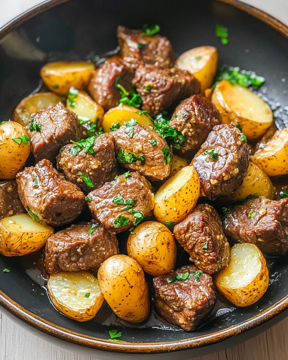 Garlic Butter Beef Bites with Potatoes