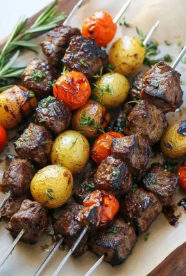 Rosemary Garlic Steak Kebabs