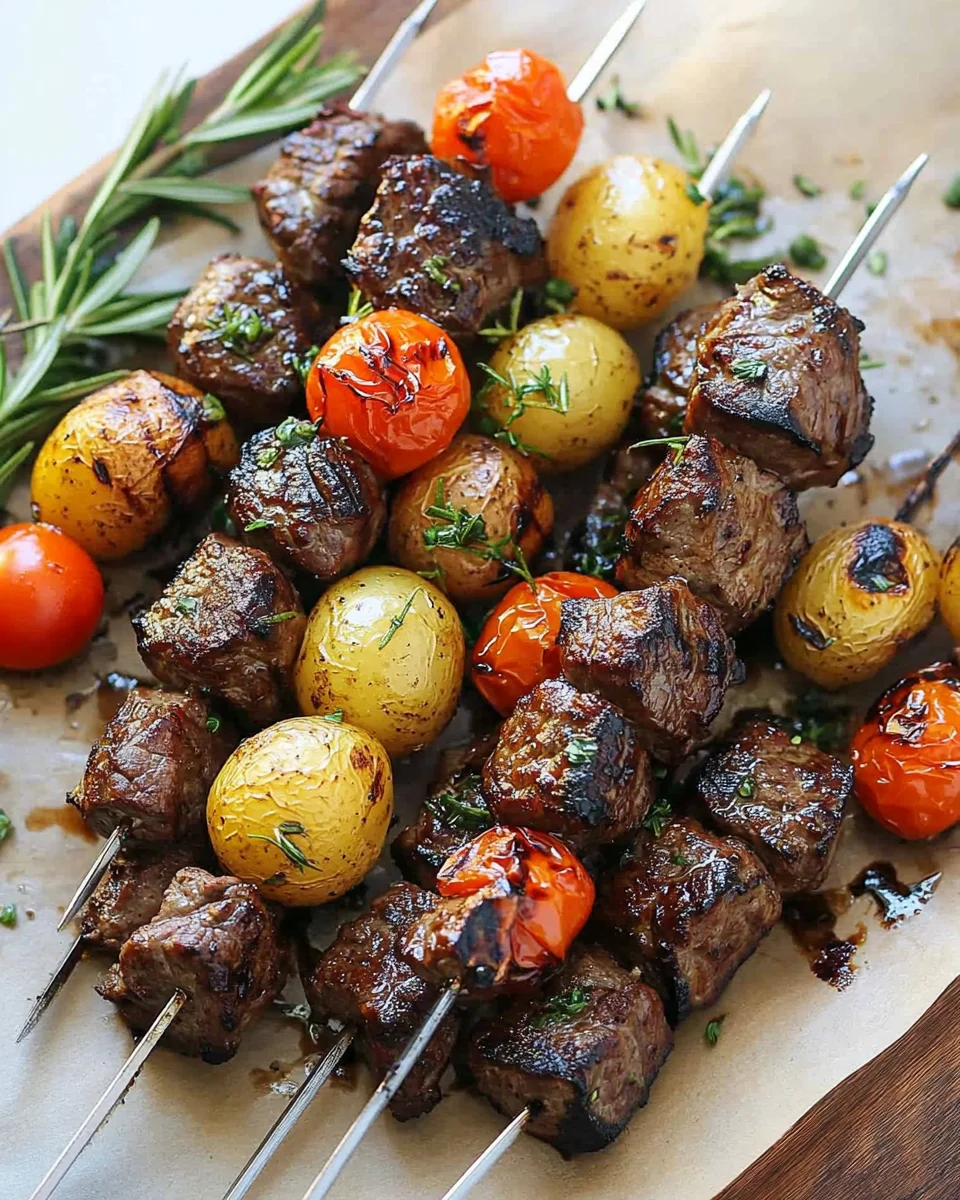 Rosemary Garlic Steak Kebabs