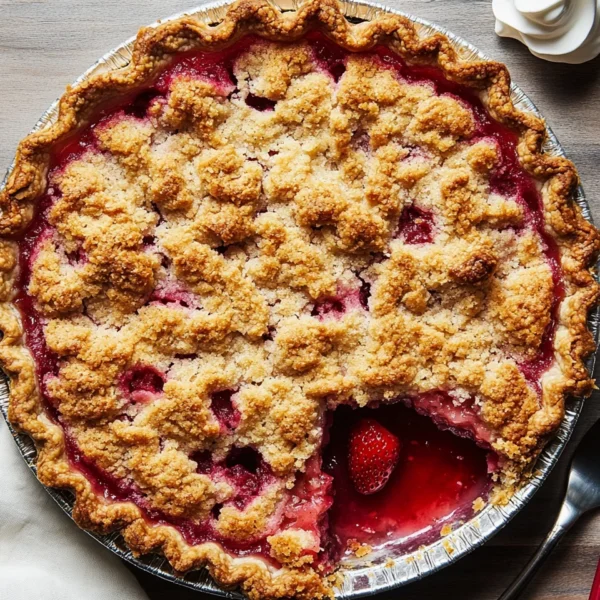 Strawberry Rhubarb Pie with Crumb Topping