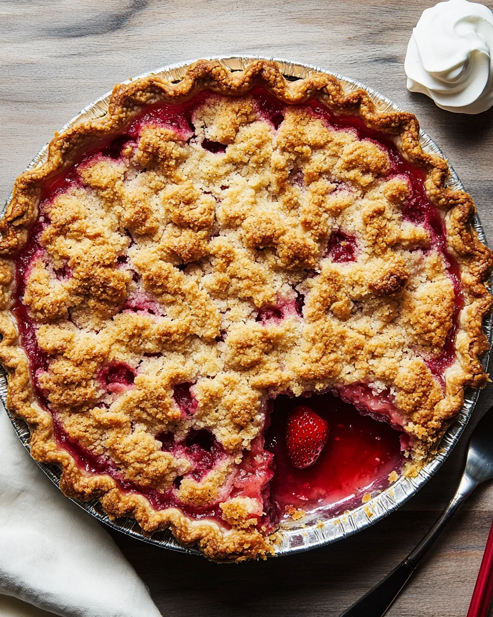 Strawberry Rhubarb Pie with Crumb Topping