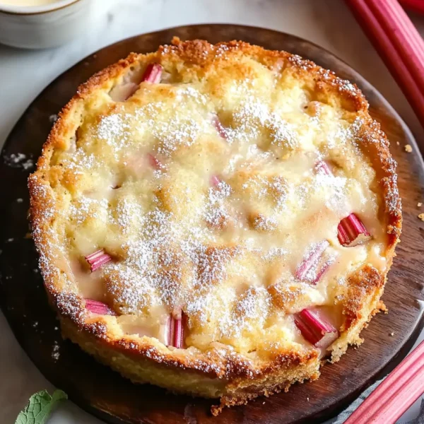 Warm Rhubarb Cake with Butter Sauce