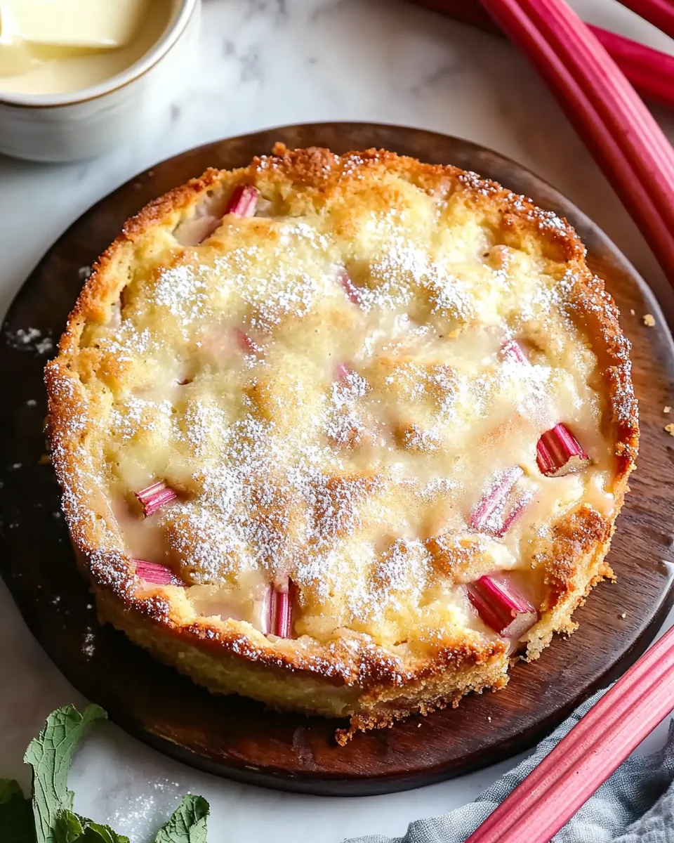 Warm Rhubarb Cake with Butter Sauce