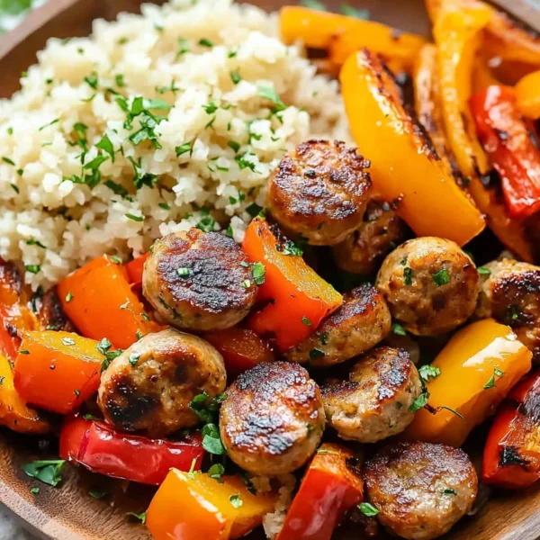 10 Minute Air Fryer Chicken Sausage and Veggies