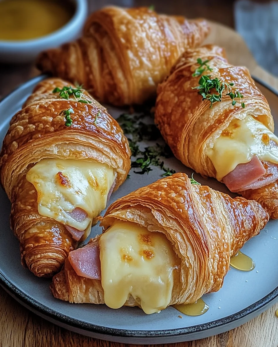 Baked Ham and Cheese Croissants