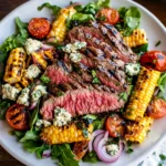 Balsamic Steak Gorgonzola Salad with Grilled Corn