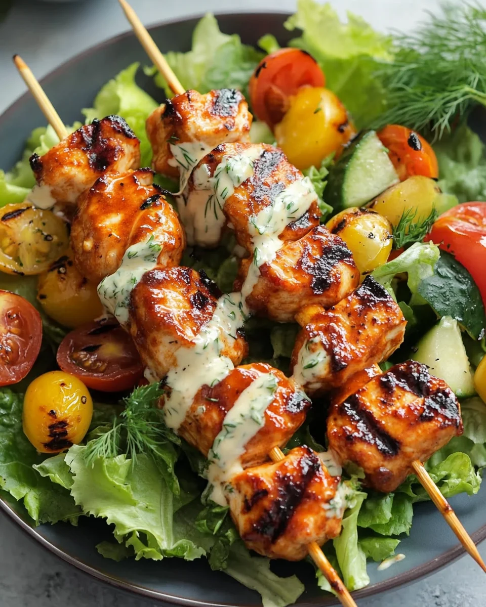 BBQ Chicken Skewer Salad