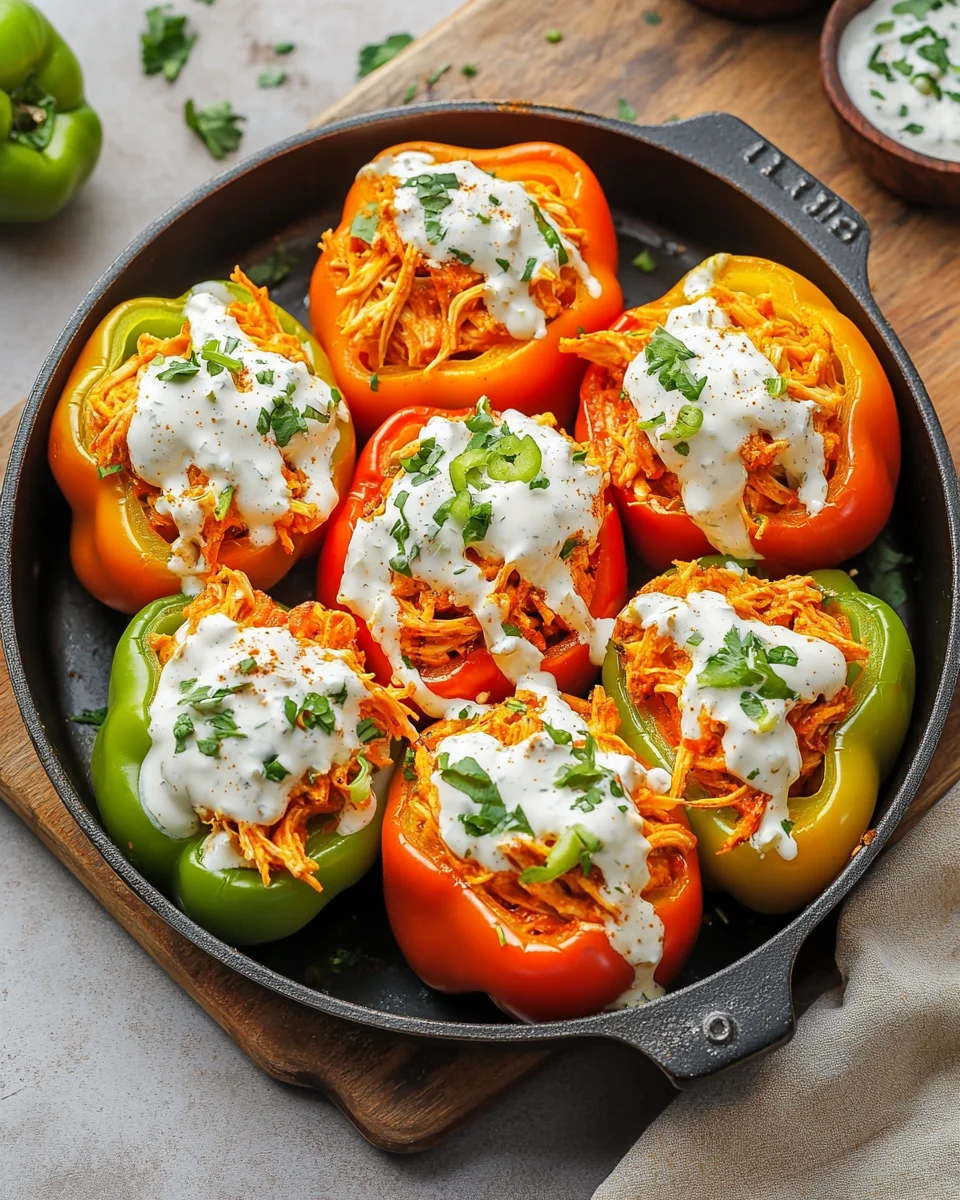 Buffalo Chicken Stuffed Peppers (Dairy-Free & Low Carb) 19 Buffalo