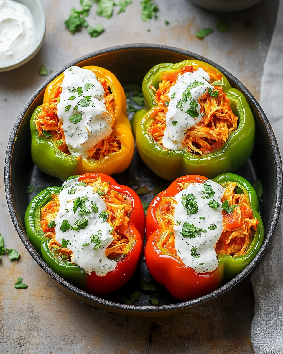 Buffalo Chicken Stuffed Peppers (Dairy-Free & Low Carb) 22 Buffalo Chicken Stuffed Peppers (Dairy-Free & Low Carb)