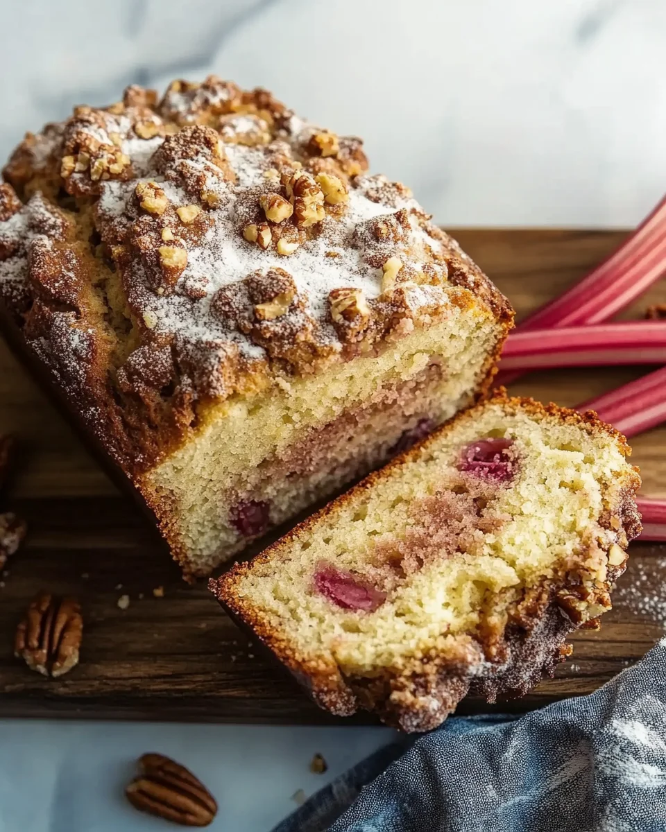 Cinnamon Streusel Rhubarb Bread