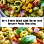 Corn Pasta Salad with Bacon and Creamy Pesto Dressing 16 Pinterest Hidden Image