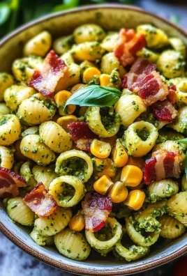 Corn Pasta Salad with Bacon and Creamy Pesto Dressing 19 Corn Pasta Salad with Bacon and Creamy Pesto Dressing
