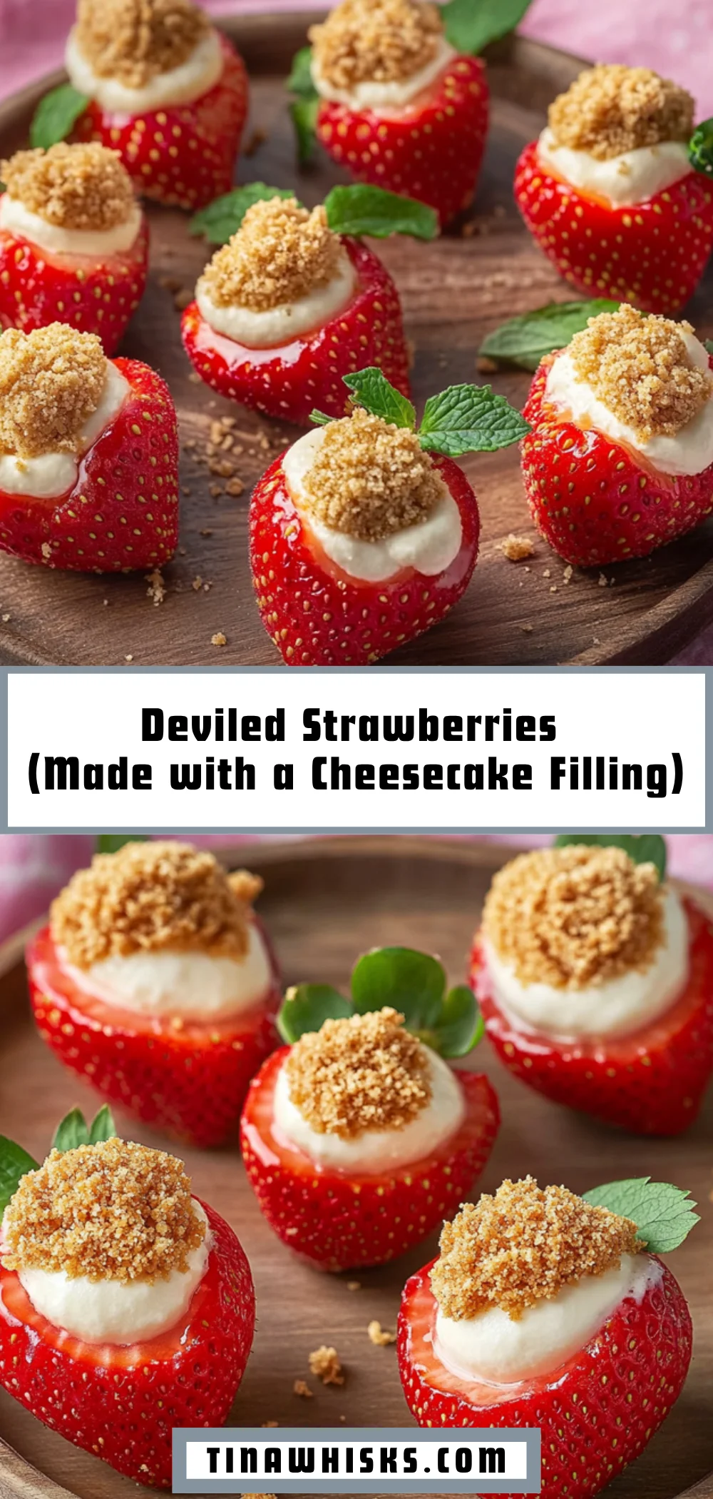 Deviled Strawberries (Made with a Cheesecake Filling) 18 Pinterest Hidden Image