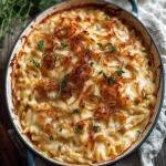 French Onion Chicken Orzo Casserole