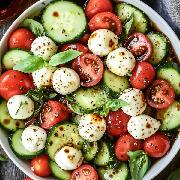 Fresh Cucumber Caprese Salad