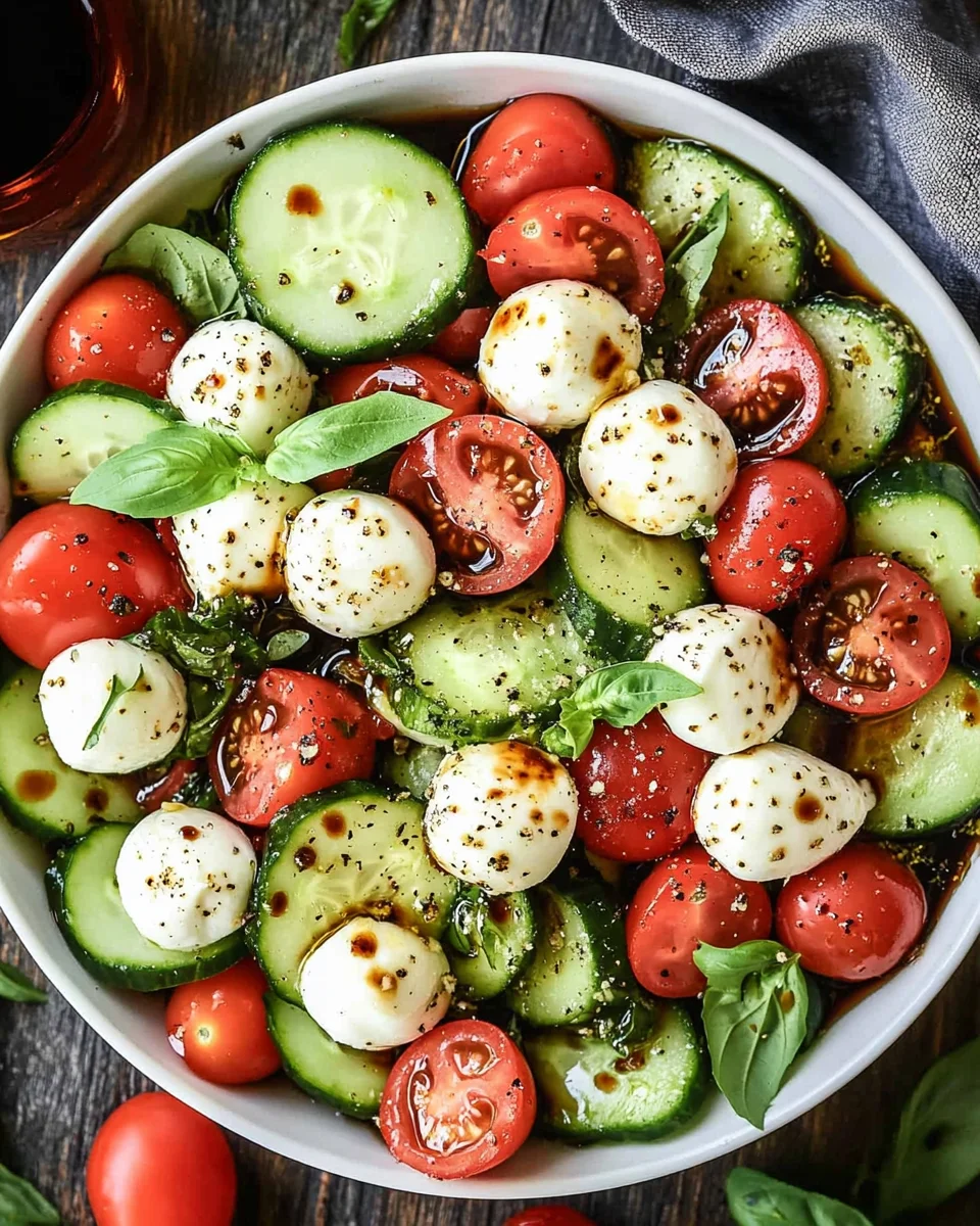Fresh Cucumber Caprese Salad 3 Fresh Cucumber Caprese Salad