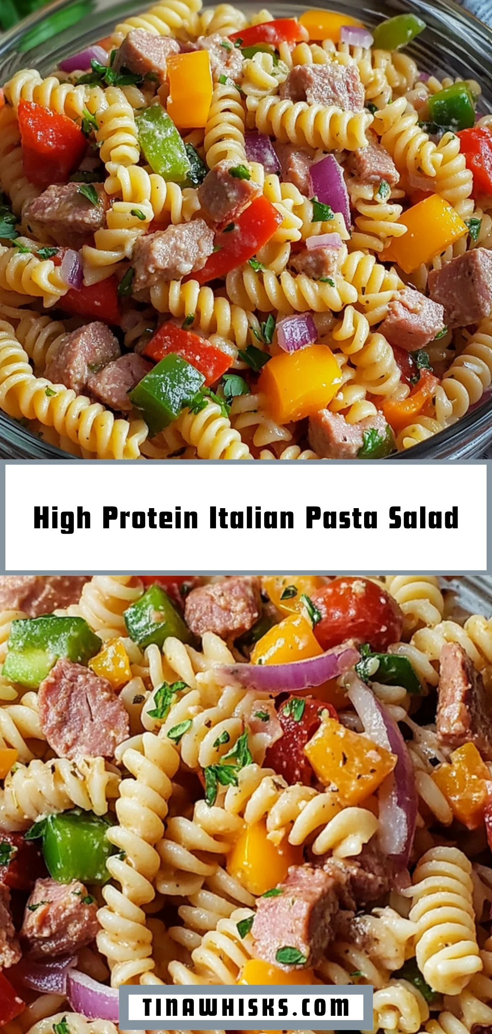 High Protein Italian Pasta Salad 20 Pinterest Hidden Image