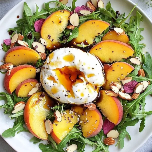 Peach Burrata Salad with Balsamic Drizzle