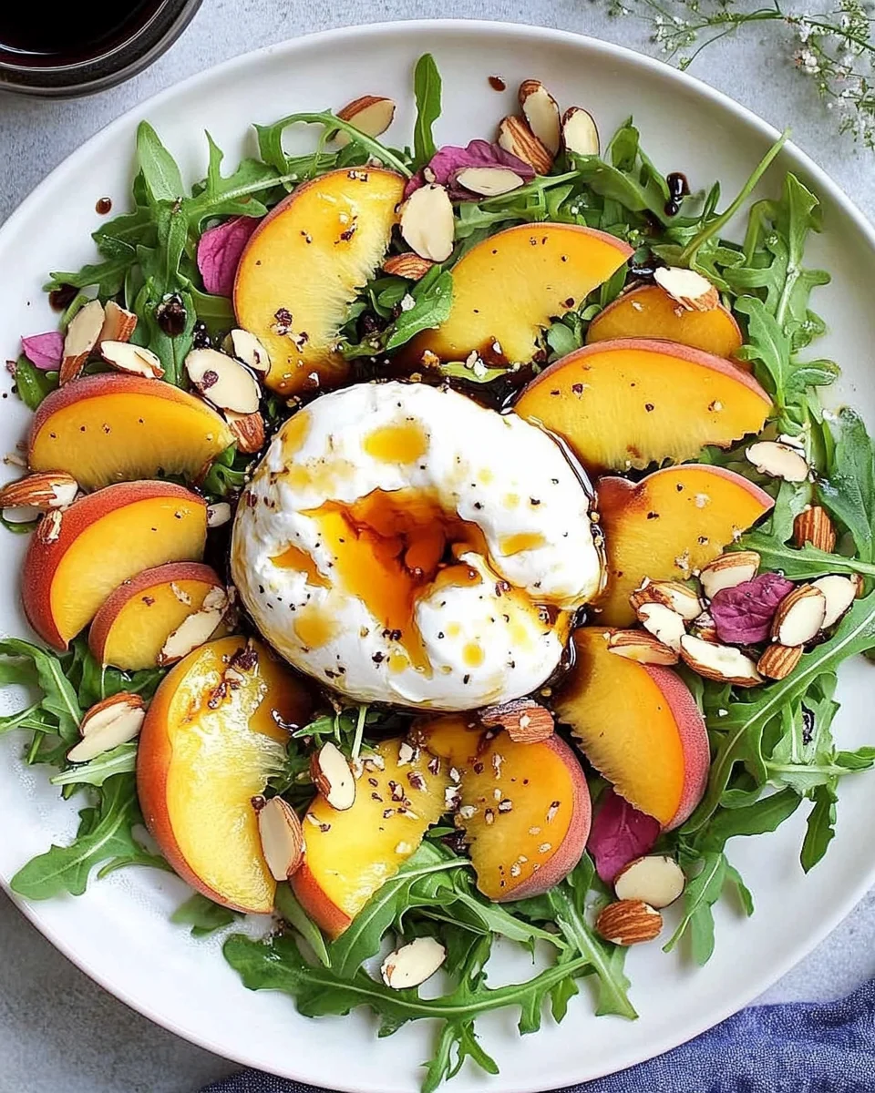 Peach Burrata Salad with Balsamic Drizzle 23 Peach Burrata Salad with Balsamic Drizzle