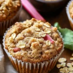 Rhubarb Oat Muffins with Cinnamon Butter Crumble