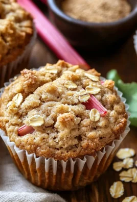Rhubarb Oat Muffins with Cinnamon Butter Crumble