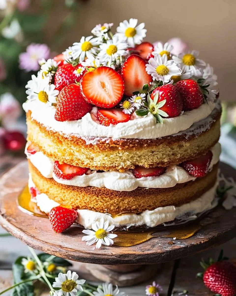 Strawberry Chamomile Naked Cake