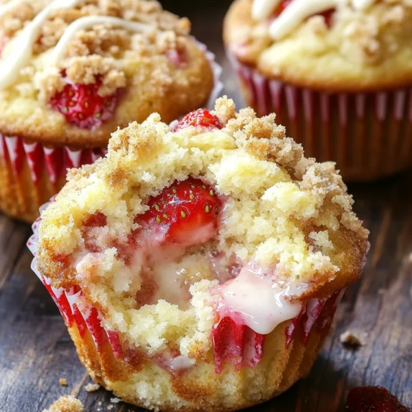 Strawberry Cream Cheese Muffins with Streusel Crumb Topping