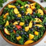 Summer Peach Blueberry Kale Salad