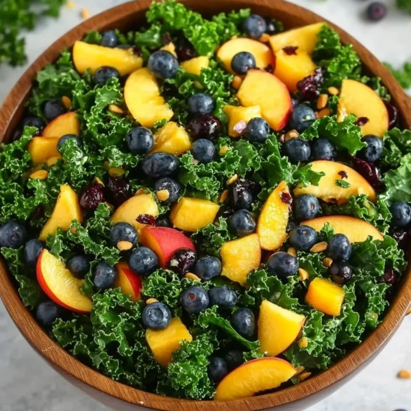 Summer Peach Blueberry Kale Salad