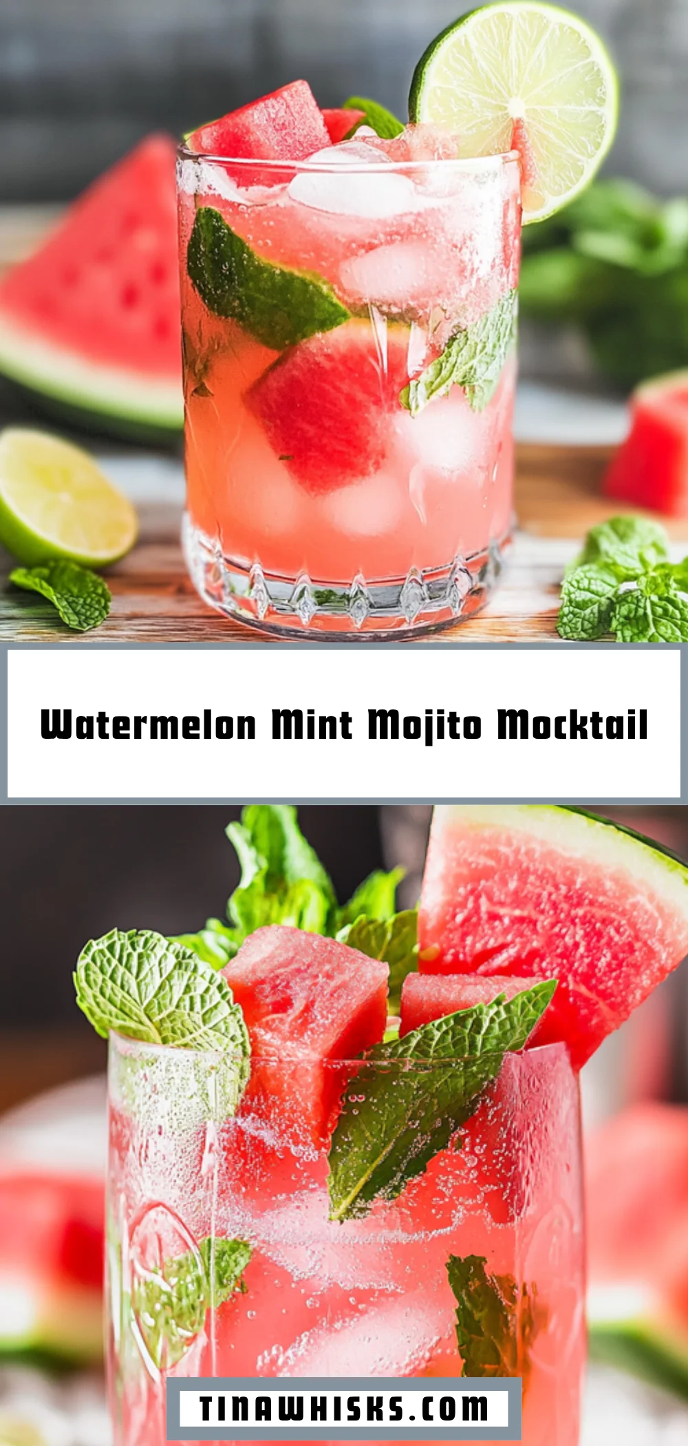 Watermelon Mint Mojito Mocktail 16 Pinterest Hidden Image