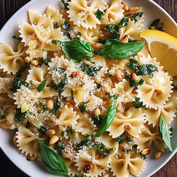 Basil Pasta with Lemon Garlic Butter Sauce