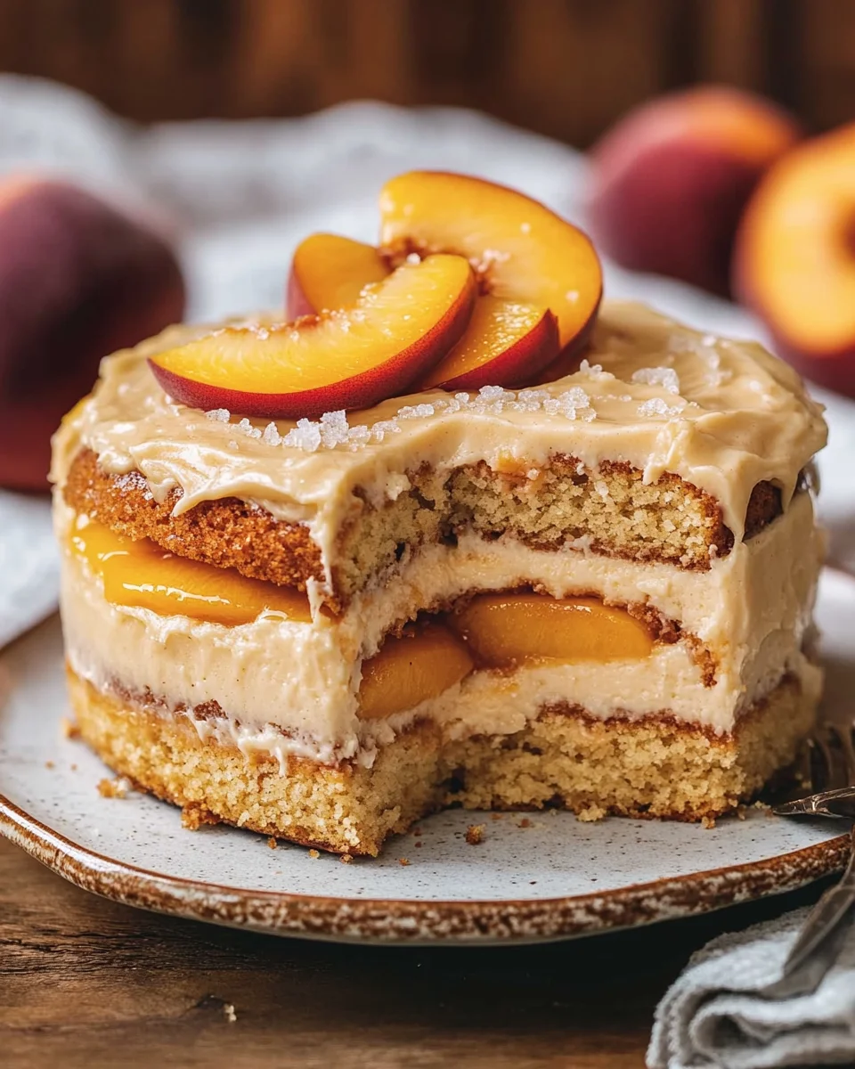Best Peach Cake with Brown Sugar Frosting