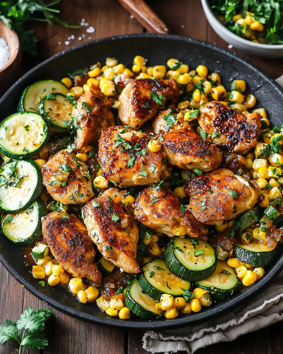 Garlic Butter Chicken with Zucchini and Corn - One-Pan, 30-Minute Meal