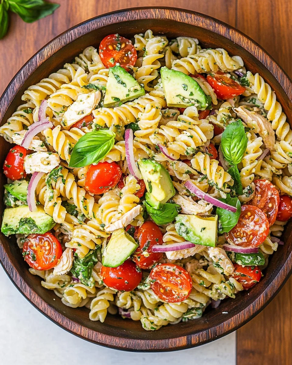 Healthy Chicken Pasta Salad with Avocado, Tomato, and Basil 23 Healthy Chicken Pasta Salad with Avocado, Tomato, and Basil