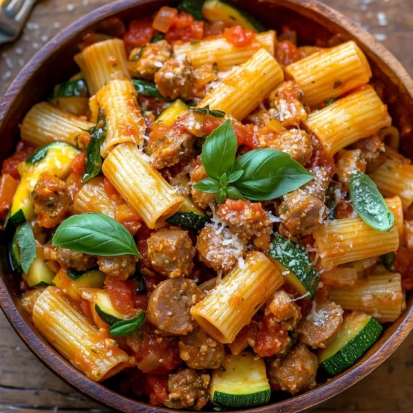 Rigatoni with Sausage, Tomatoes, and Zucchini
