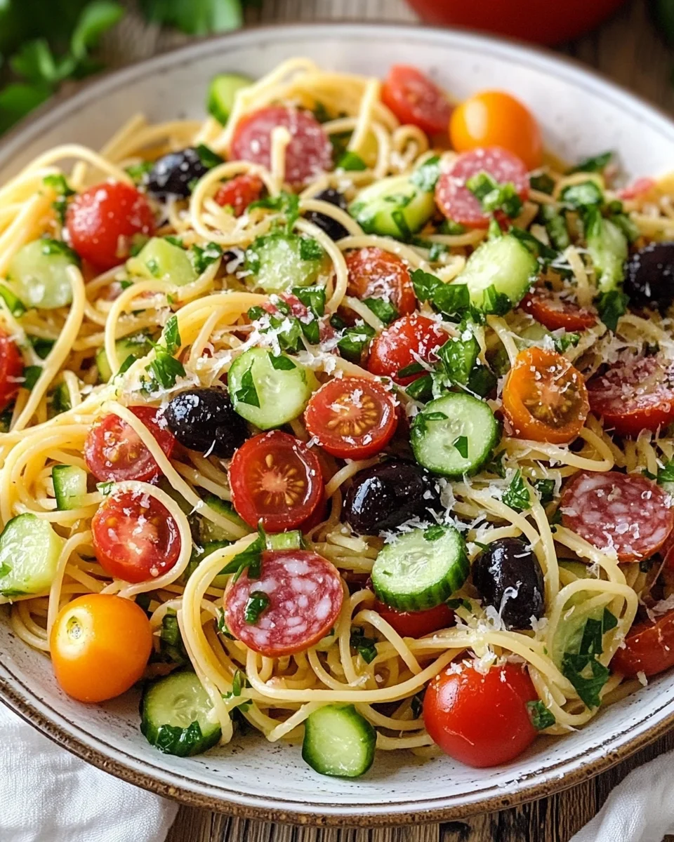 Spaghetti Pasta Salad with Italian Dressing