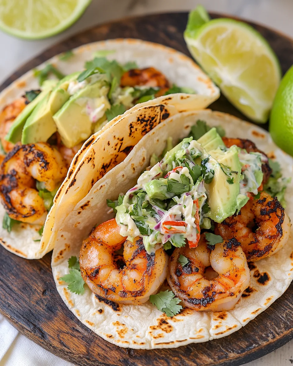 Cilantro Lime Shrimp Tacos with Creamy Slaw