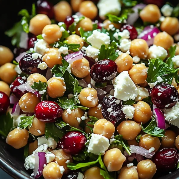 Feta & Cranberry Chickpeas with Lemon Vinaigrette