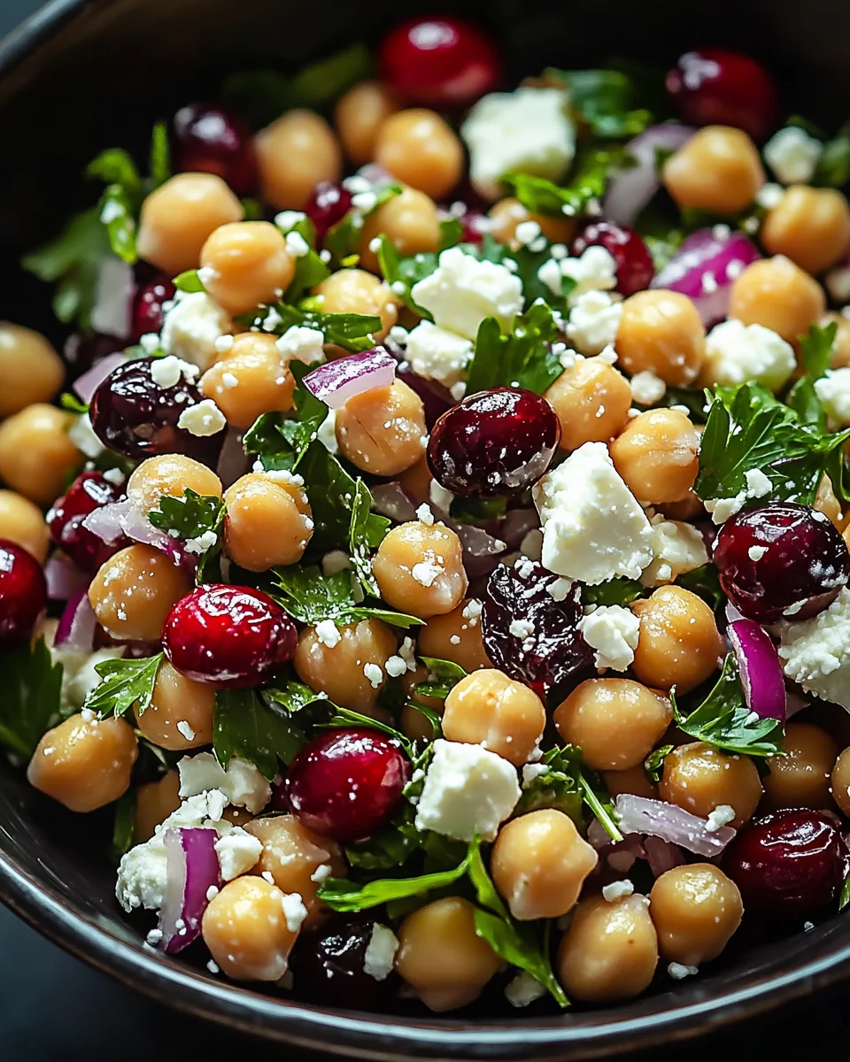 Feta & Cranberry Chickpeas with Lemon Vinaigrette