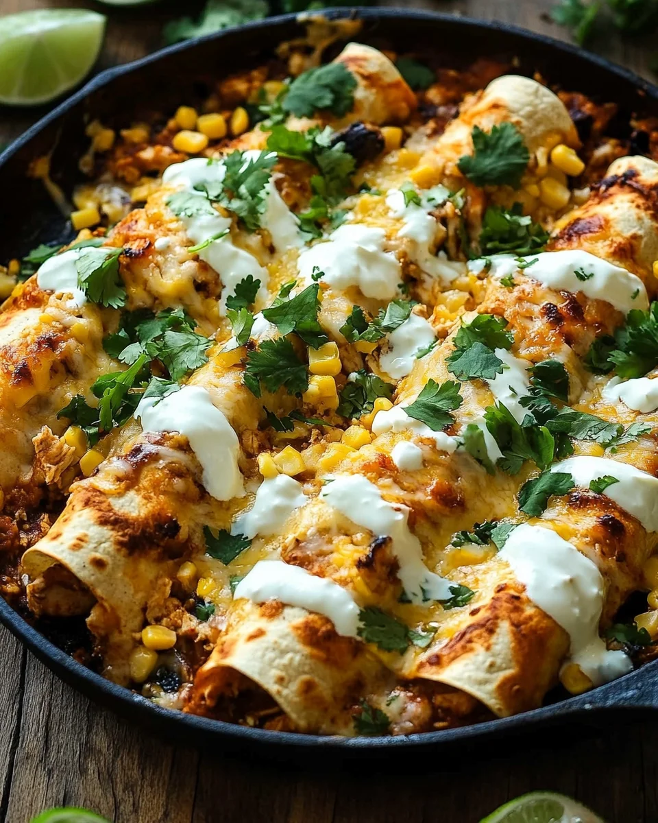 Mexican Street Corn Chicken Enchiladas