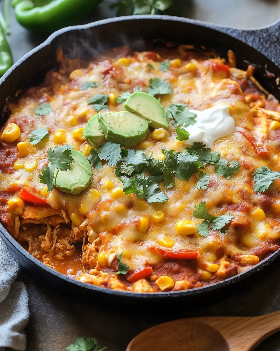 One Skillet Street Corn Chicken Enchilada Bake 24 One