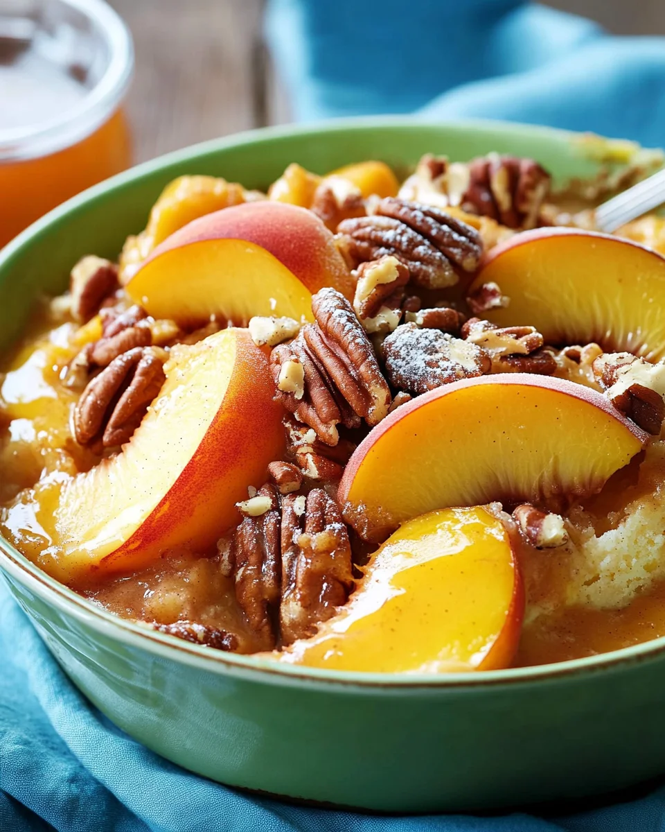 Peach Dump Cake with Pecan Topping